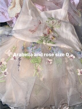 Arabella & Rose Dusty Pink Embroidered Tulle Dress for Girls